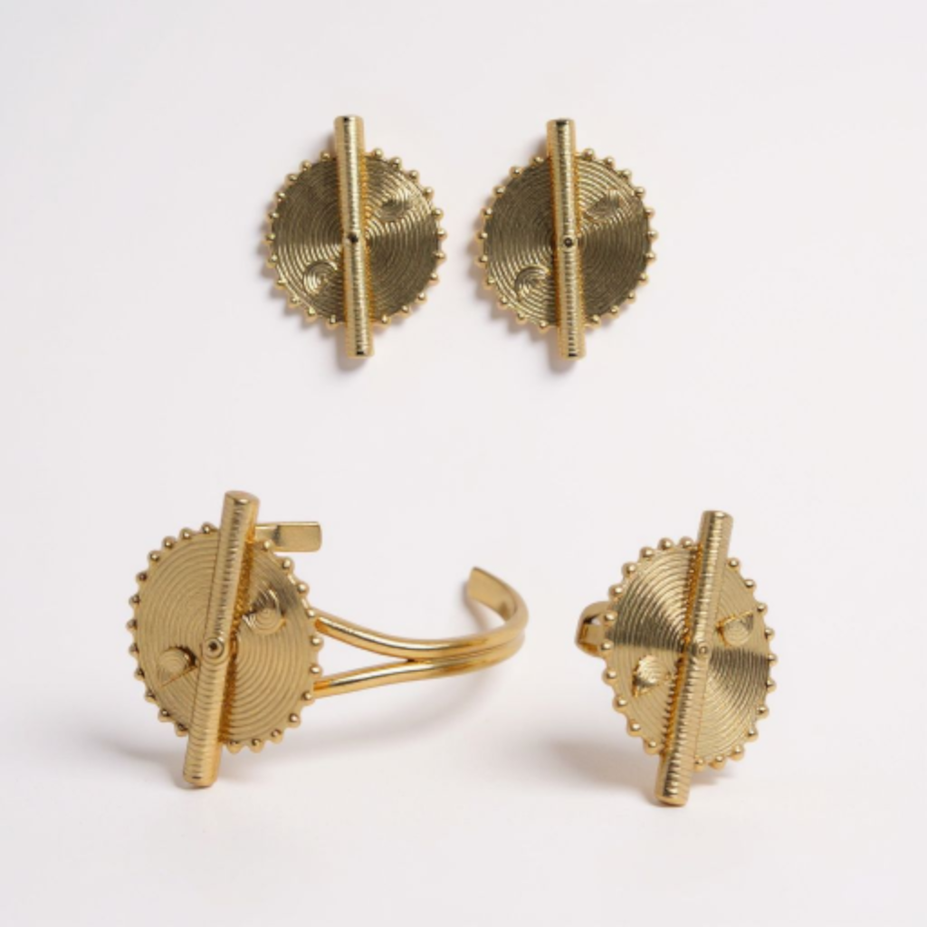 Boucles d'oreille + bague + bracelet